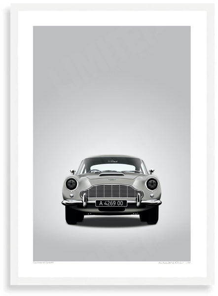 Aston Martin DB5 A 4269 00 (Type E) A3 (297 x 420 mm / 11.7 x 16.5 in) / White Wood Frame (Printed on Fine Art Paper)