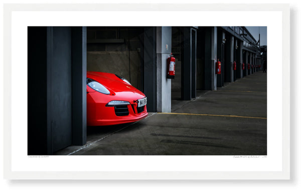 Porsche 911 GTS (991) S (420mm x 249) / White Wood Frame (Printed on Fine Art Paper) / No Mount