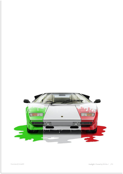 Lamborghini Countach (tricolore in uno) A3 (297 x 420 mm / 11.7 x 16.5 in) / Print-Only (Fine Art Paper) / No Mount