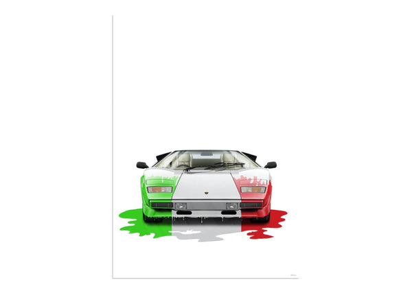 Lamborghini Countach (tricolore in uno) A3 (297 x 420 mm / 11.7 x 16.5 in) / Aluminium Composite / No Mount