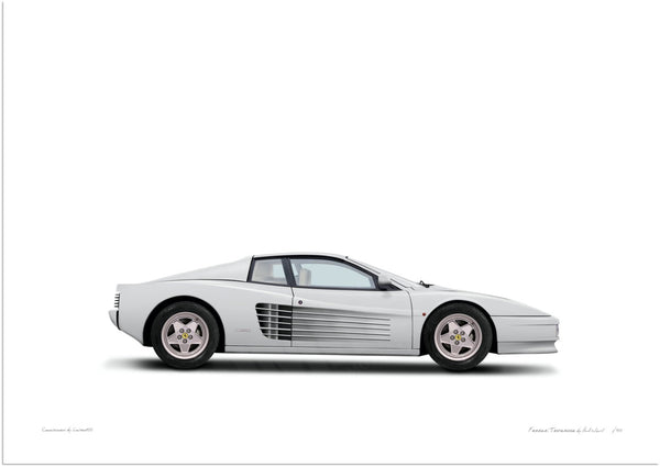 Ferrari Testarossa (white white) A3 (297 x 420 mm / 11.7 x 16.5 in) / Print-Only (Fine Art Paper) / No Mount