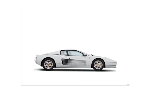 Ferrari Testarossa (white white) A3 (297 x 420 mm / 11.7 x 16.5 in) / Aluminium Composite / No Mount