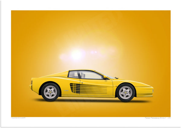 Ferrari Testarossa (yellow yellow) A3 (297 x 420 mm / 11.7 x 16.5 in) / Print-Only (Fine Art Paper) / No Mount