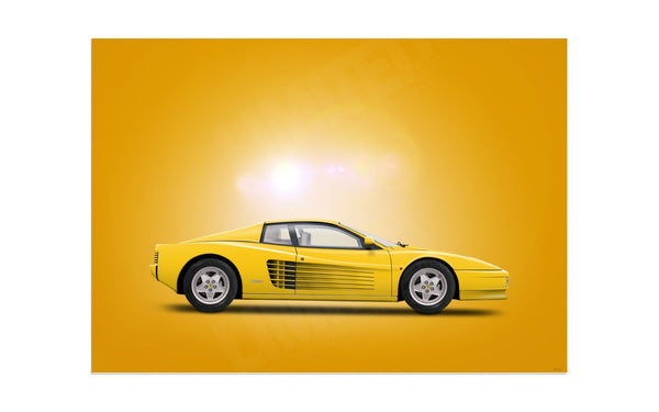 Ferrari Testarossa (yellow yellow) A3 (297 x 420 mm / 11.7 x 16.5 in) / Aluminium Composite / No Mount