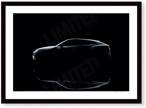 Lamborghini Urus A3 (297 x 420 mm / 11.7 x 16.5 in) / Black Wood Frame (Printed on Fine Art Paper) / No Mount
