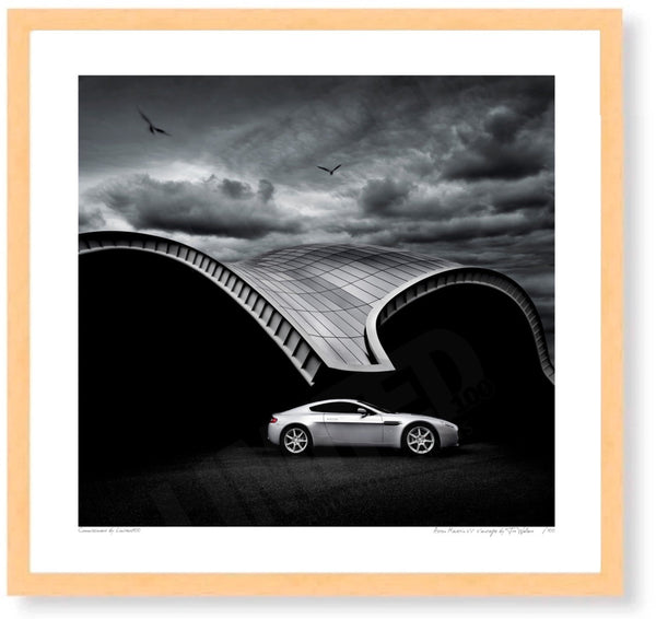 Aston Martin V8 Vantage S (310mm x 297) / Wood Frame (Printed on Fine Art Paper) / No Mount