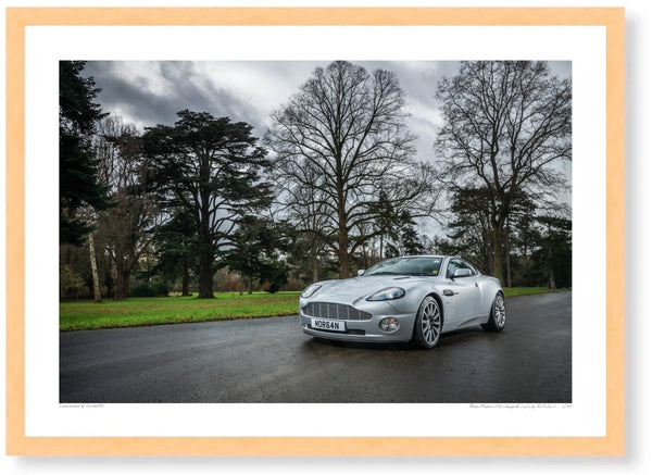 Aston Martin V12 Vanquish (mk1) A3 (297 x 420 mm / 11.7 x 16.5 in) / Wood Frame (Printed on Fine Art Paper) / No Mount