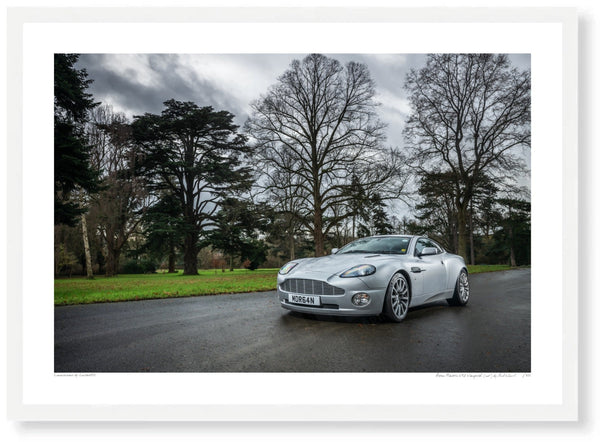 Aston Martin V12 Vanquish (mk1) A3 (297 x 420 mm / 11.7 x 16.5 in) / White Wood Frame (Printed on Fine Art Paper) / No