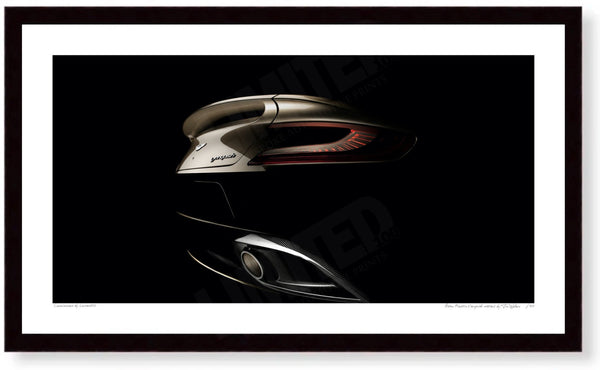 Aston Martin Vanquish detail (second generation rear) S (420mm x 239) / Black Wood Frame (Printed on Fine Art Paper)