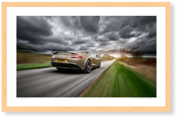 Aston Martin Vanquish (second generation rear) S (420mm x 264) / Wood Frame (Printed on Fine Art Paper) / No Mount