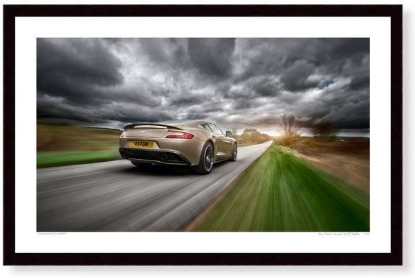 Aston Martin Vanquish (second generation rear) S (420mm x 264) / Black Wood Frame (Printed on Fine Art Paper) / No Mount
