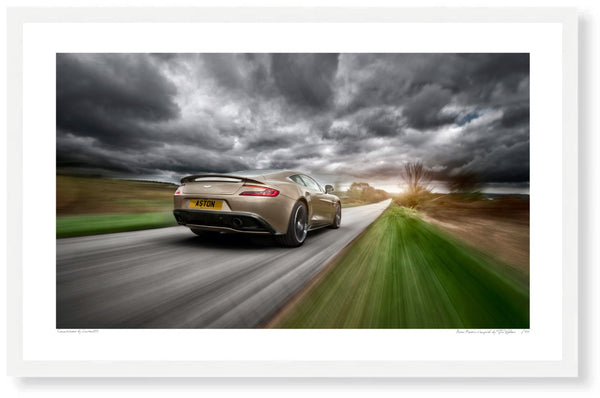 Aston Martin Vanquish (second generation rear) S (420mm x 264) / White Wood Frame (Printed on Fine Art Paper) / No Mount