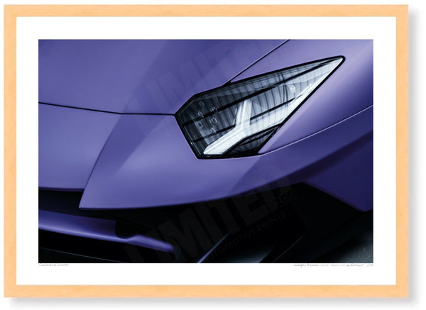 Lamborghini Aventador (Very Peri Pantone 17-3938) A3 (297 x 420 mm / 11.7 x 16.5 in) / Wood Frame (Printed on Fine Art