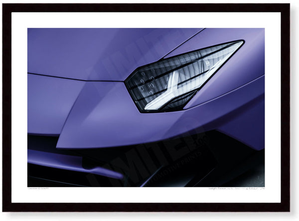 Lamborghini Aventador (Very Peri Pantone 17-3938) A3 (297 x 420 mm / 11.7 x 16.5 in) / Black Wood Frame (Printed on