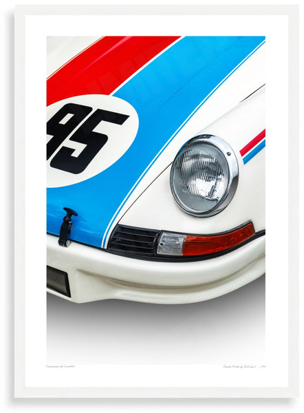 Porsche 911 RSR detail A3 (297 x 420 mm / 11.7 x 16.5 in) / White Wood Frame (Printed on Fine Art Paper) / No Mount
