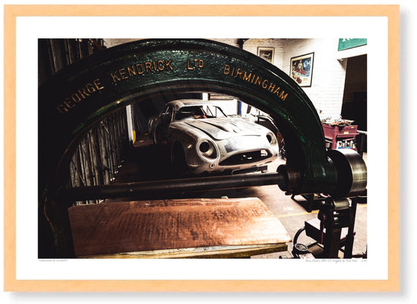 Aston Martin DB4 GT Zagato at Duke of London A3 (297 x 420 mm / 11.7 x 16.5 in) / Wood Frame (Printed on Fine Art