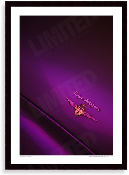 Ferrari Superleggera detail A3 (297 x 420 mm / 11.7 x 16.5 in) / Black Wood Frame (Printed on Fine Art Paper) / No Mount
