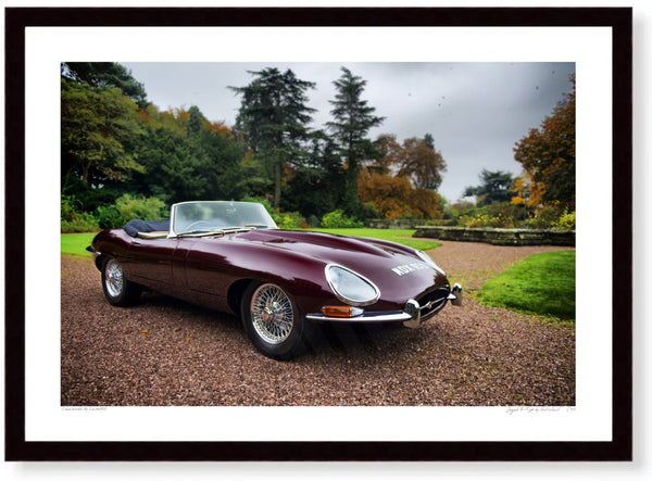 Jaguar E-Type in the Cotswolds A3 (297 x 420 mm / 11.7 x 16.5 in) / Black Wood Frame (Printed on Fine Art Paper) / No