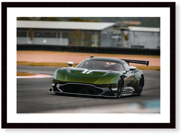 Aston Martin Vulcan A3 (297 x 420 mm / 11.7 x 16.5 in) / Black Wood Frame (Printed on Fine Art Paper) / No Mount