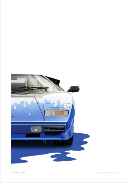Lamborghini Countach (white blue) A3 (297 x 420 mm / 11.7 x 16.5 in) / Print-Only (Fine Art Paper) / No Mount