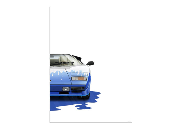 Lamborghini Countach (white blue) A3 (297 x 420 mm / 11.7 x 16.5 in) / Aluminium Composite / No Mount