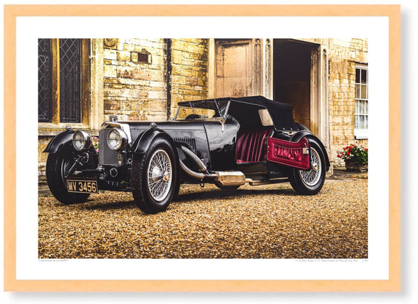 Aston Martin Short Chassis Le Mans 1933 at Turvey Abbey (Arrival) A3 (297 x 420 mm / 11.7 x 16.5 in) / Wood Frame