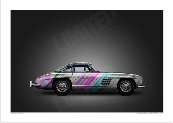 Mercedes-Benz 300 SL (technicolour on black) A3 (297 x 420 mm / 11.7 x 16.5 in) / Print-Only (Fine Art Paper) / No Mount