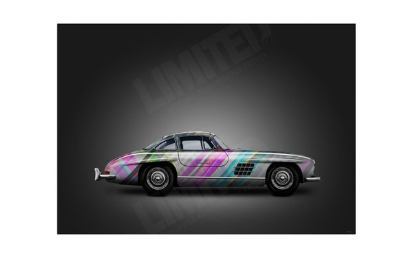 Mercedes-Benz 300 SL (technicolour on black) A3 (297 x 420 mm / 11.7 x 16.5 in) / Aluminium Composite / No Mount