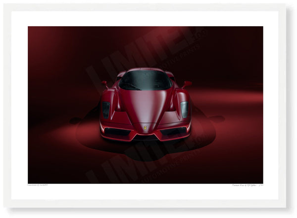 Ferrari Enzo A3 (297 x 420 mm / 11.7 x 16.5 in) / White Wood Frame (Printed on Fine Art Paper) / No Mount
