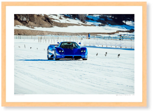 Pagani Zonda S 7.3 A3 (297 x 420 mm / 11.7 x 16.5 in) / Wood Frame (Printed on Fine Art Paper) / No Mount