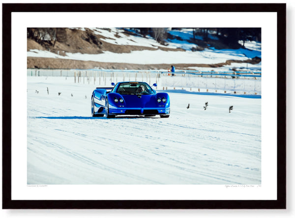 Pagani Zonda S 7.3 A3 (297 x 420 mm / 11.7 x 16.5 in) / Black Wood Frame (Printed on Fine Art Paper) / No Mount
