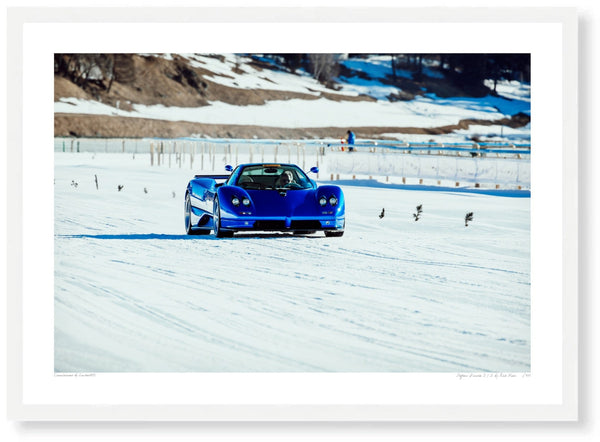 Pagani Zonda S 7.3 A3 (297 x 420 mm / 11.7 x 16.5 in) / White Wood Frame (Printed on Fine Art Paper) / No Mount