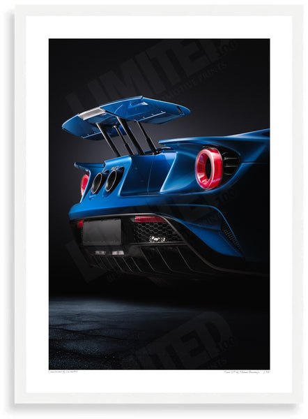 Ford GT second generation (detail) A3 (297 x 420 mm / 11.7 x 16.5 in) / White Wood Frame (Printed on Fine Art Paper)