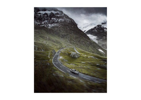 Aston Martin DB5 in the Swiss Alps (portrait)